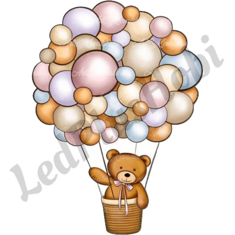 Balonlu Ayıcık Ahşap Figür