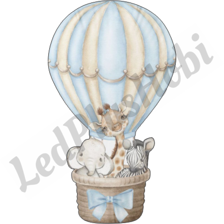 Balonda Safari Temalı Ahşap Figür