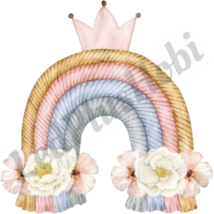 Çiçekli Taçlı Gökkuşağı Ahşap Figür
