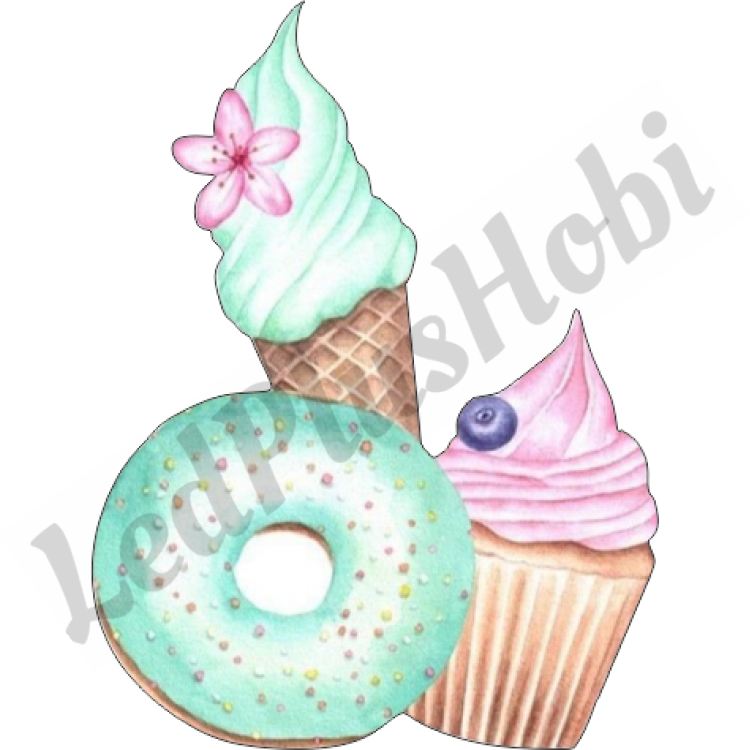 Donut ve Dondurma Ahşap Figür