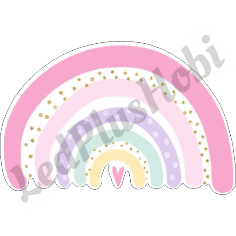 Kalpli Pembe Puantiyeli Gökkuşağı Ahşap Figür