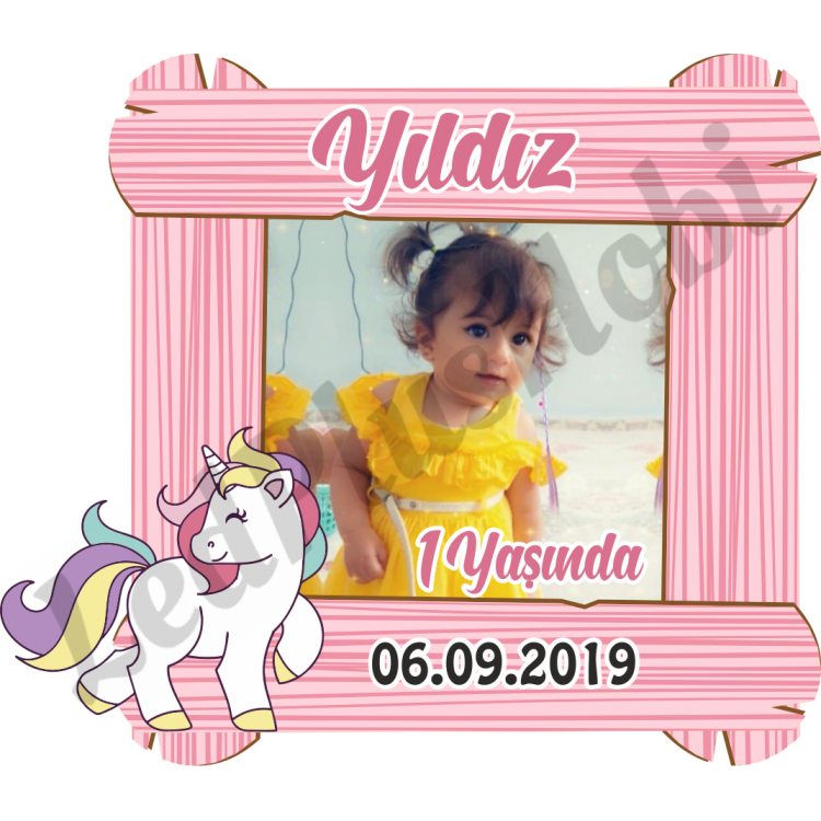 Ünicorn Süslemeli Ahşap UV Magnet