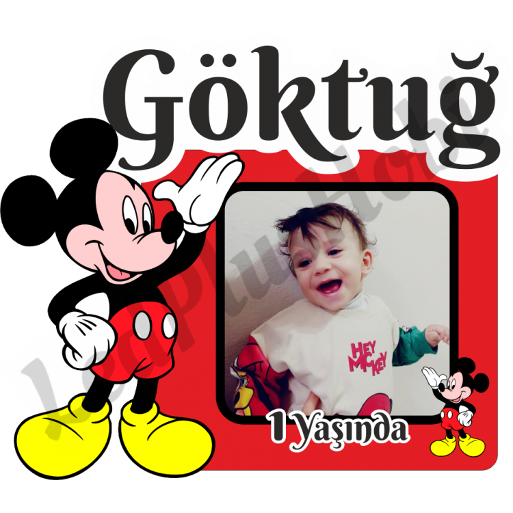 Mickey Temalı  Ahşap UV Magnet