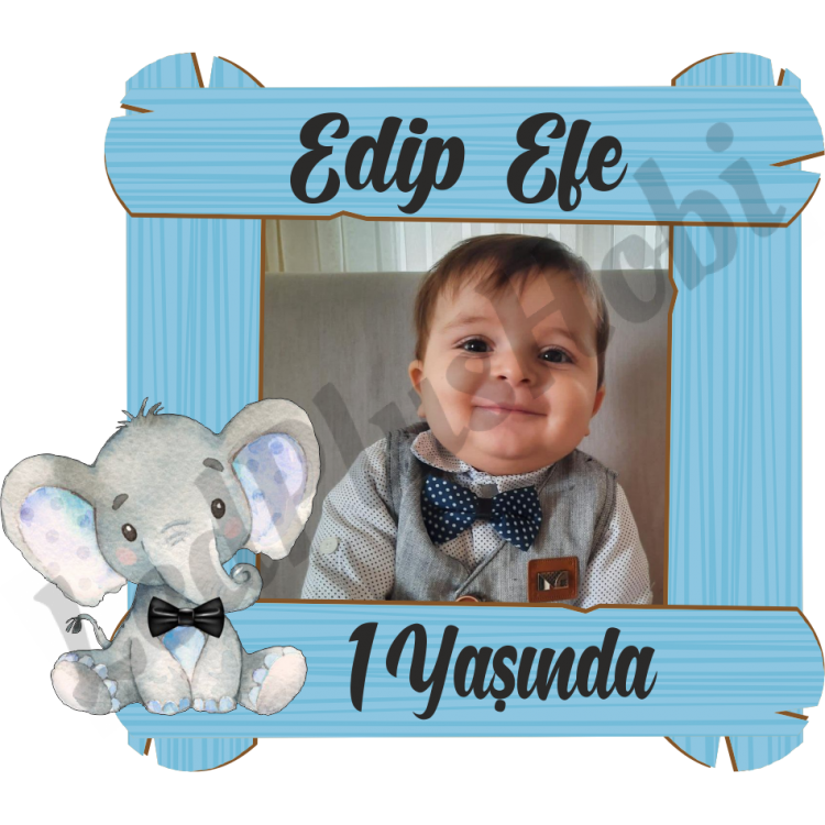 Fil Temalı Ahşap UV Magnet