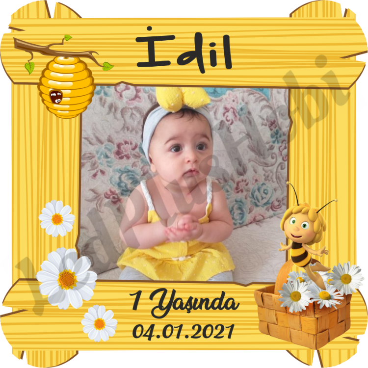 Arı Maya Temalı Ahşap UV Magnet