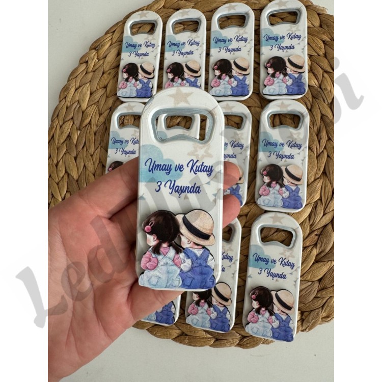 Kardeş Temalı - Figürlü Açacak Magnet