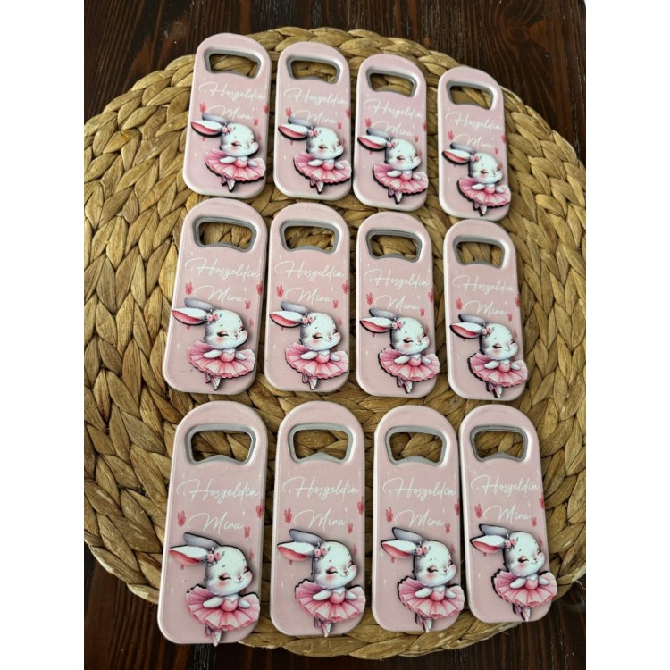 Tavşan Figürlü Açacak Magnet - Yeni Doğan Temalı