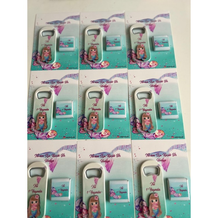 Kartlı Çikolatalı Deniz Kızı Temalı Figürlü Açacak Magnet