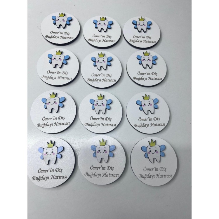 Diş Figürlü Ahşap Magnet Mavi