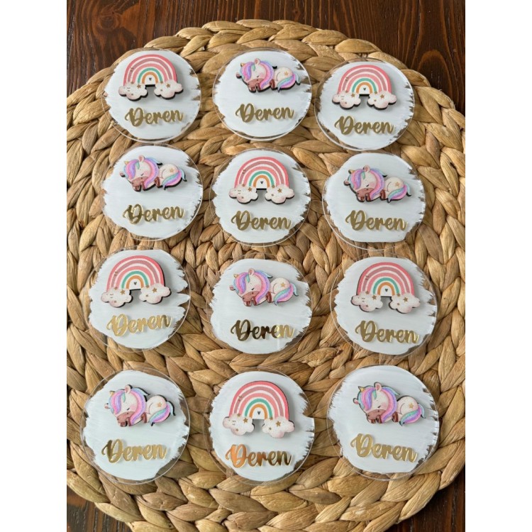 Gökkuşağı ve Unicorn Figürlü Pleksi Magnet