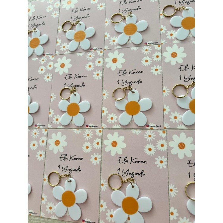Kartlı Papatya Figürlü Pleksi Magnet